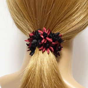 VeryShine Scrunchies flower petal ponytail holder Two Tone Flower Petal Decorated Crochet Wrapped Hair Elastic hair tie women hair accessory