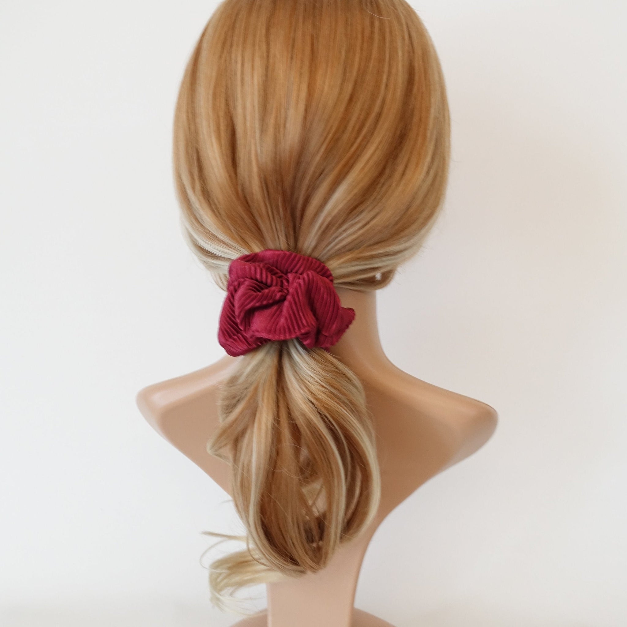 VeryShine Scrunchies glossy pleated fabric scrunchies women hair elastic scrunchie