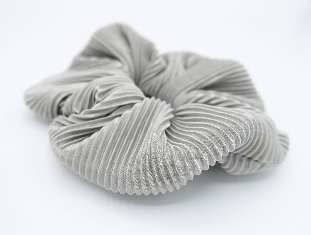 VeryShine Scrunchies Gray glossy pleated fabric scrunchies women hair elastic scrunchie
