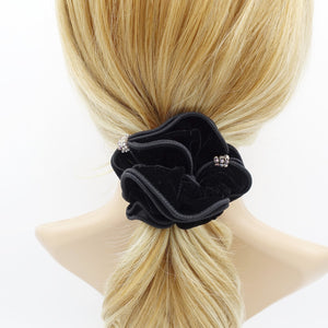 VeryShine scrunchies/hair holder acrylic rhinestone decorated  velvet scrunchies trim embellished women hair scrunchie