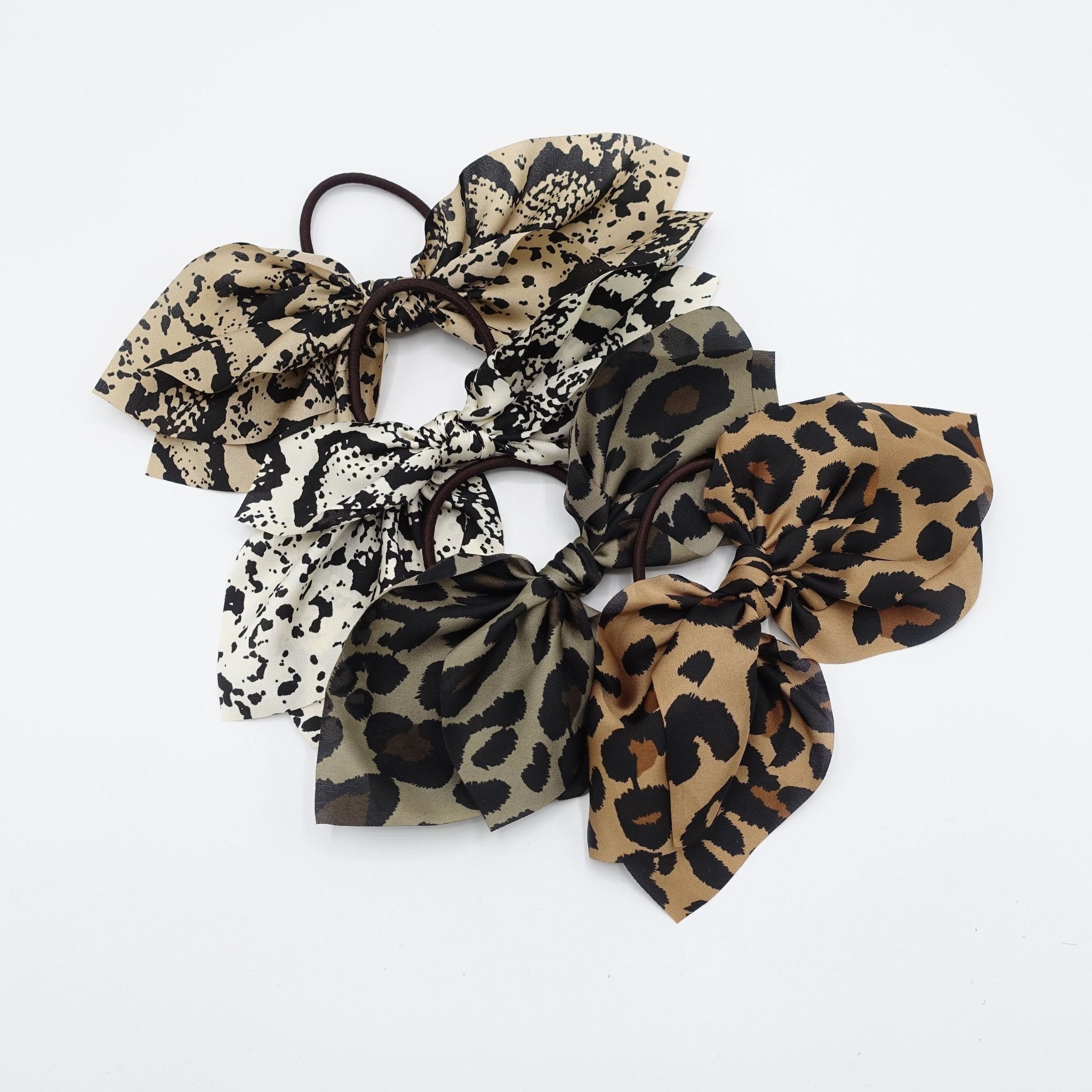 VeryShine scrunchies/hair holder animal print chiffon bow knot hair elastic women leopard python print ponytail holder