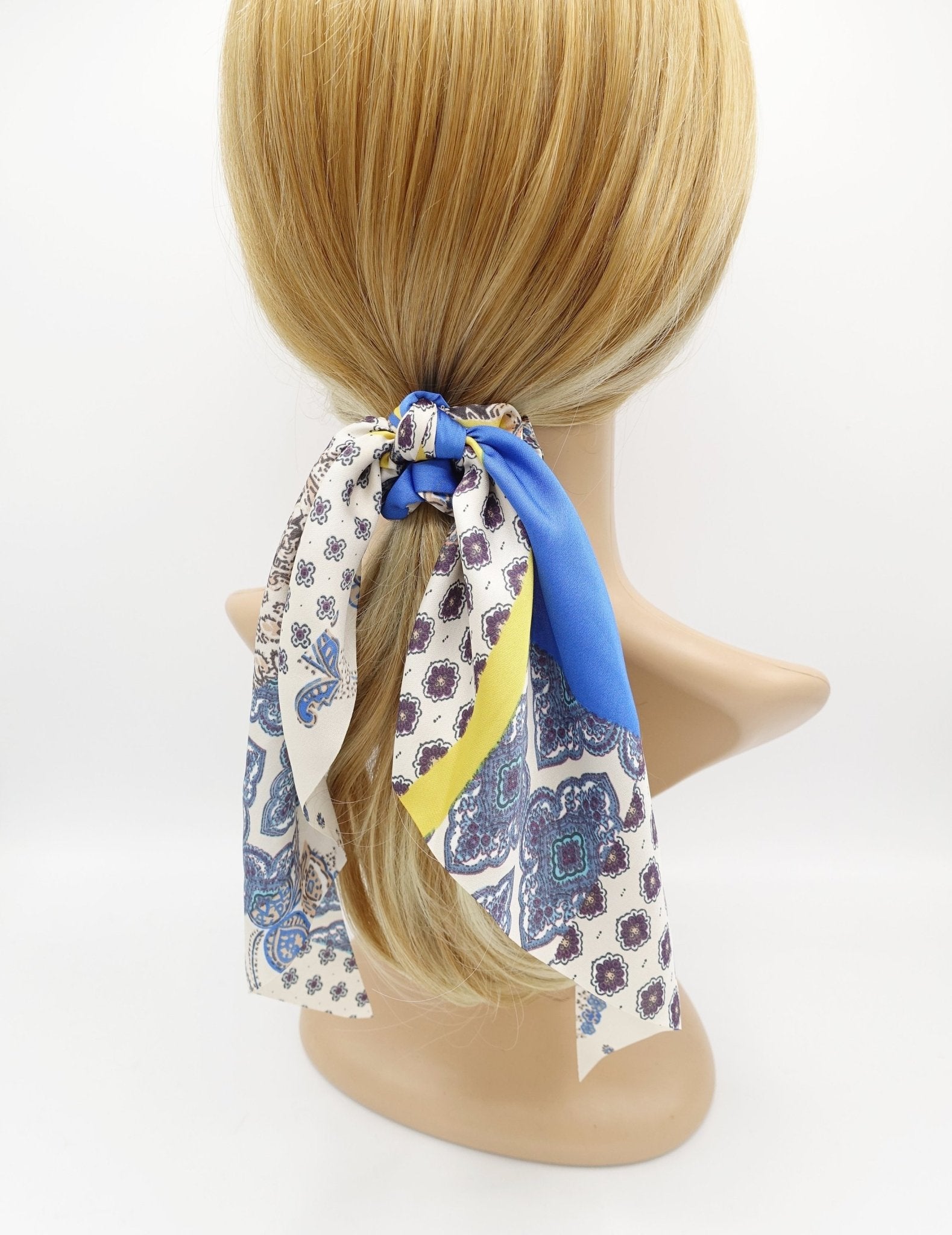 Women Girls Boho Ribbon Bow Hair Scrunchies Ties Elastic Ponytail Holders  Scarfs