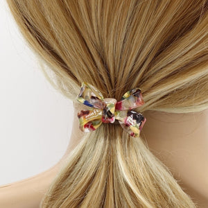VeryShine scrunchies/hair holder Beige cellulose acetate tail bow knot hair tie elastic ponytail holder