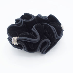 VeryShine scrunchies/hair holder Black acrylic rhinestone decorated  velvet scrunchies trim embellished women hair scrunchie