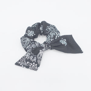 VeryShine scrunchies/hair holder Black cotton paisley print bow knot scrunchies casual hair tie for women