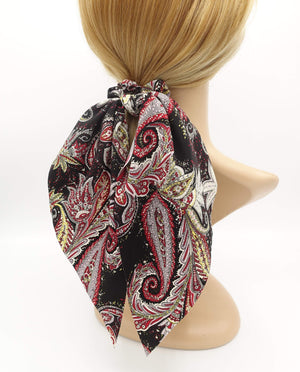 VeryShine scrunchies/hair holder Black floral paisley print scrunchies wing knot hair elastic scrunchy for women