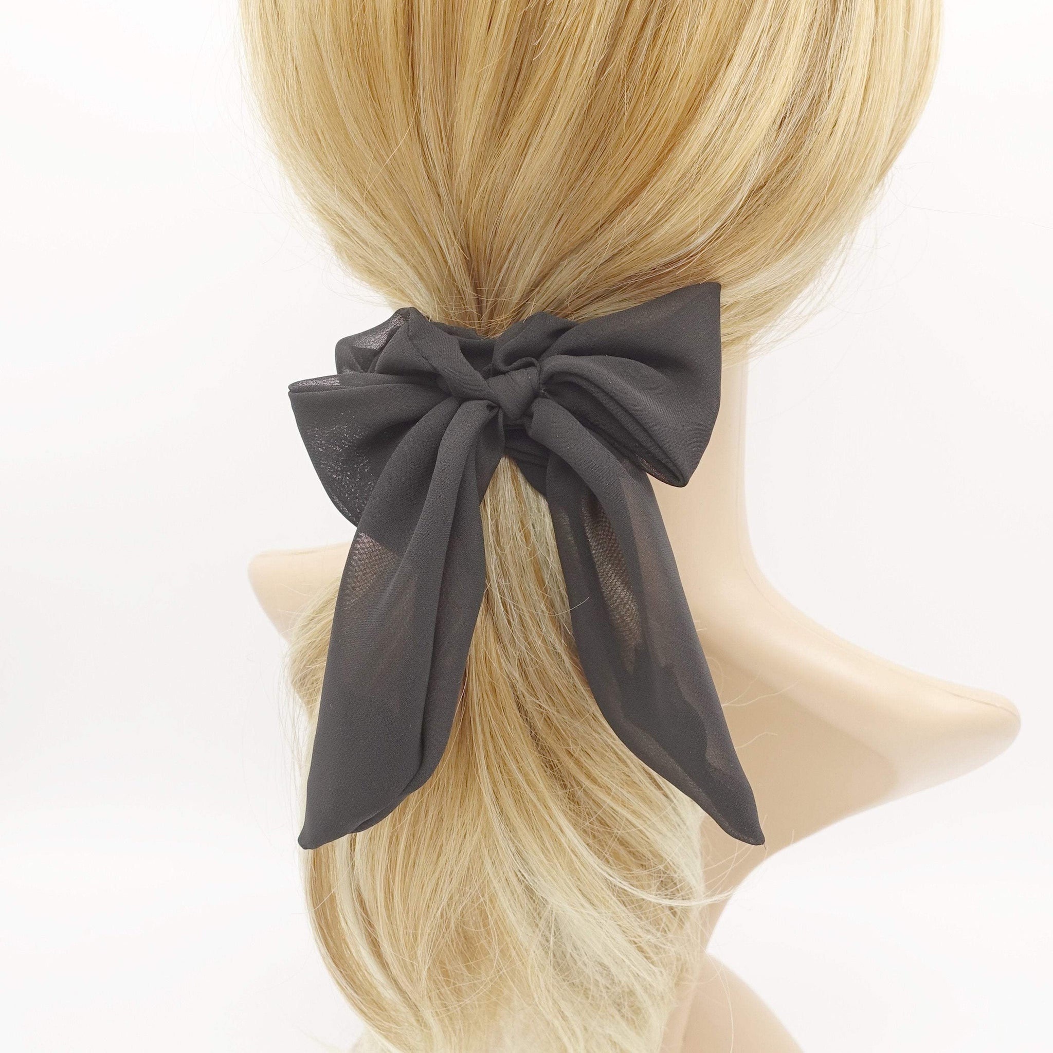 VeryShine scrunchies/hair holder Black neutral chiffon bow knot scrunchies basic casual hair tie for women