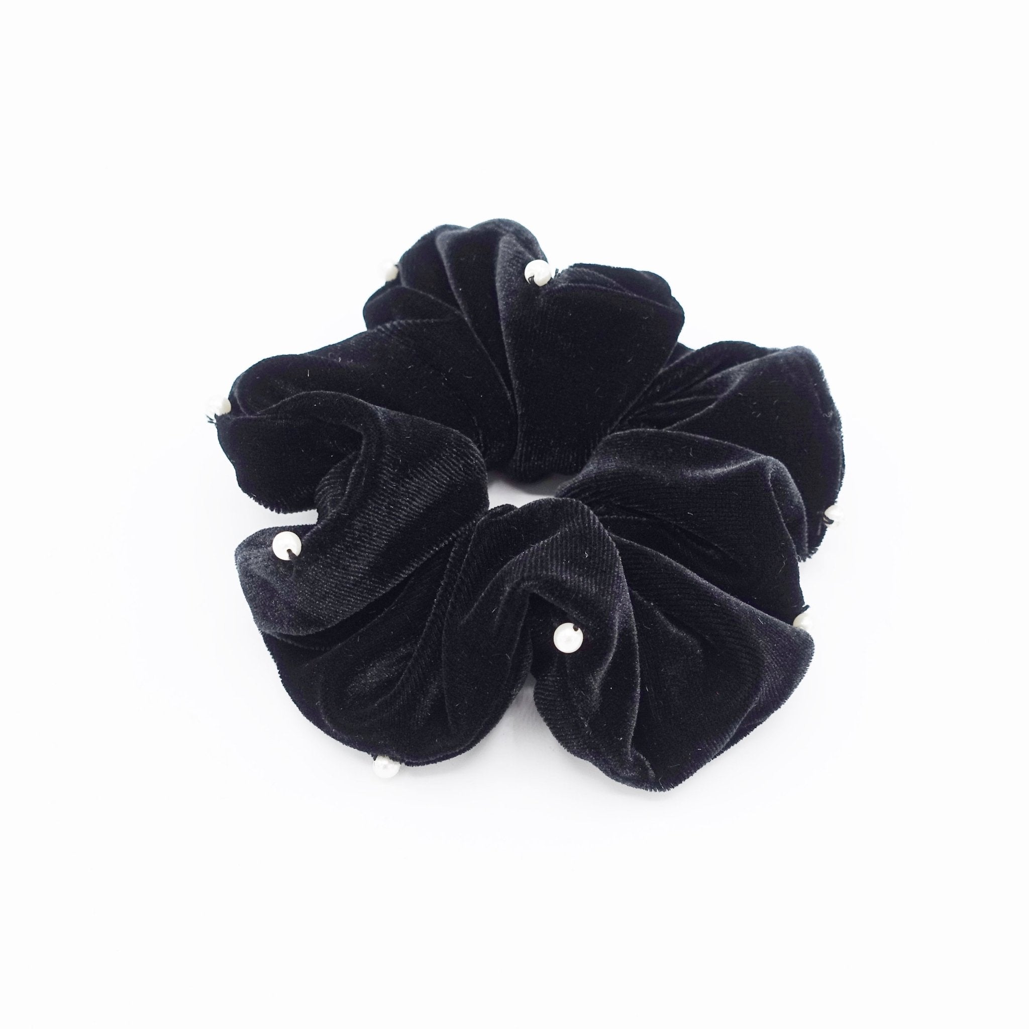 VeryShine scrunchies/hair holder Black velvet scrunchies pearl ornament hair elastic scrunchy