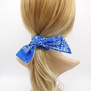 VeryShine scrunchies/hair holder Blue cotton paisley print bow knot scrunchies casual hair tie for women