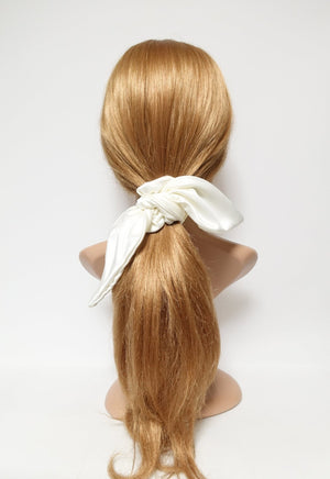 VeryShine scrunchies/hair holder Cream white glossy satin tail scrunchies knot hair scrunchie