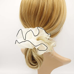 VeryShine scrunchies/hair holder Cream white interlocked edge organza scrunchies elastic scrunchie women hair accessory