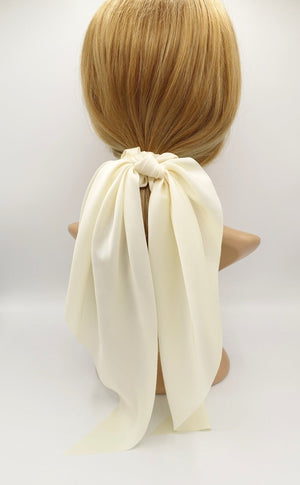 VeryShine scrunchies/hair holder Cream white Satin long tail bow knot scrunchies stylish scarf hair tie hair bow for women