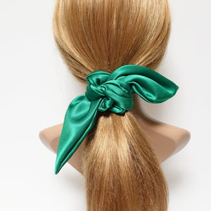 VeryShine scrunchies/hair holder Green glossy satin tail scrunchies knot hair scrunchie