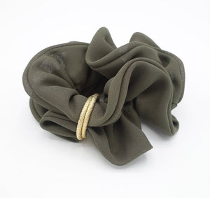 VeryShine scrunchies/hair holder Khaki golden ring decorated chiffon scrunchies women hair accessory