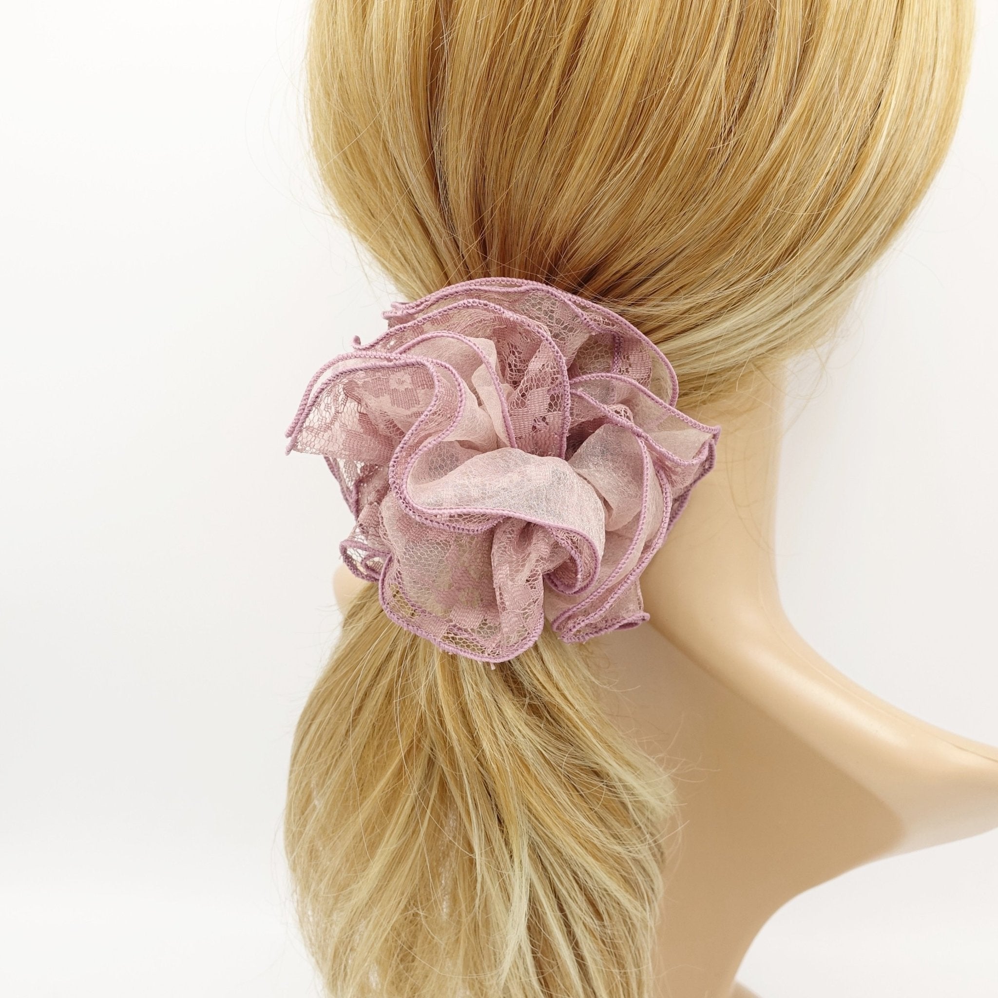 VeryShine scrunchies/hair holder lace organza layer scrunchies double edge scrunchies hair elastic for women