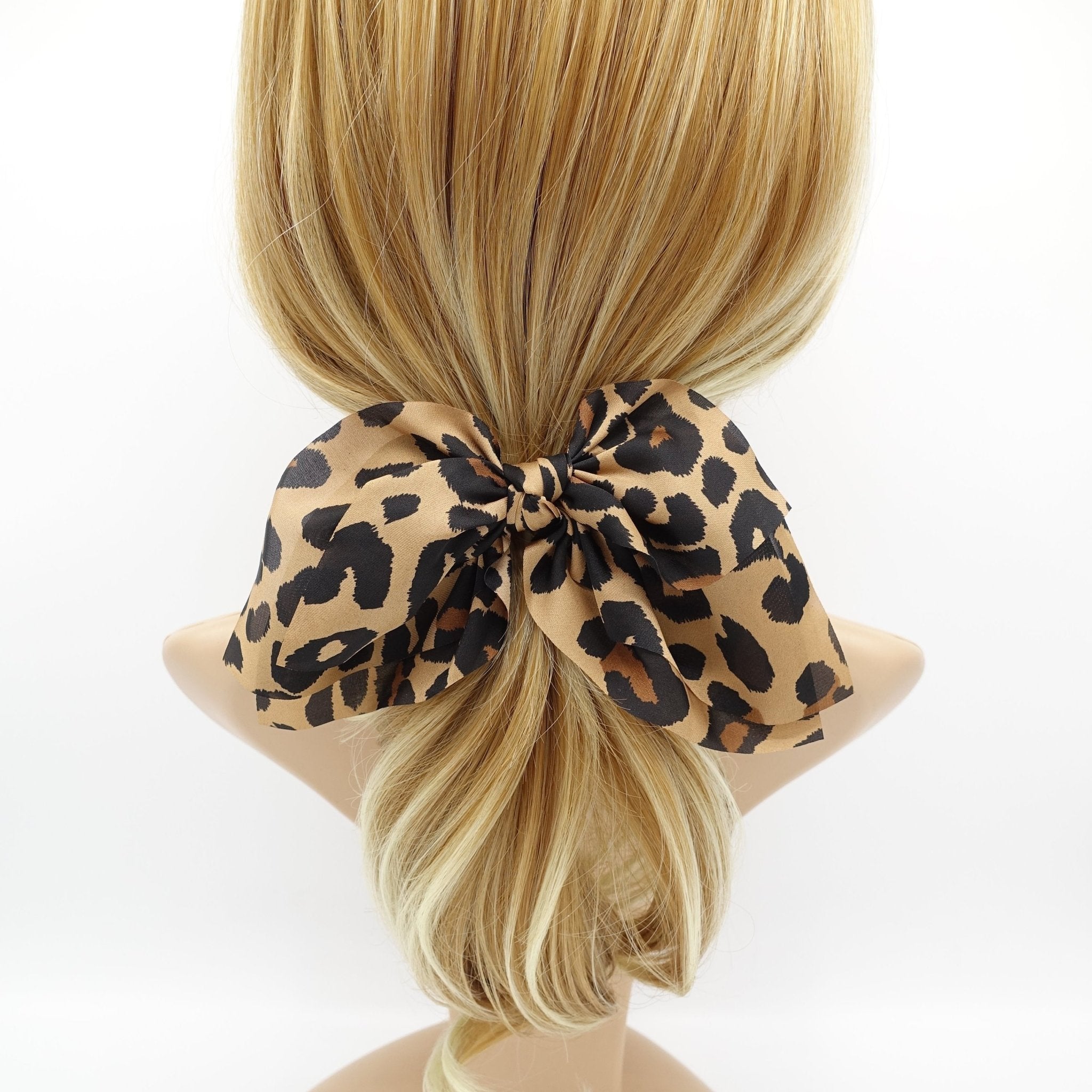 VeryShine scrunchies/hair holder leopard bronze animal print chiffon bow knot hair elastic women leopard python print ponytail holder