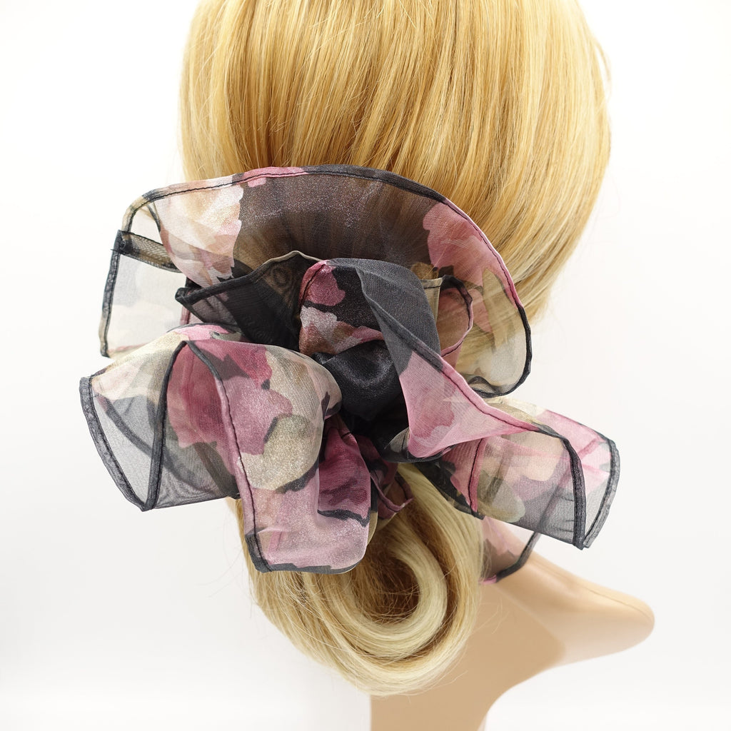 VeryShine scrunchies/hair holder mammoth floral oversized scrunchies organza big hair elastic tie scrunchy for women