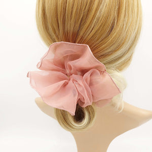 VeryShine scrunchies/hair holder Mauve pink interlocked edge organza scrunchies elastic scrunchie women hair accessory