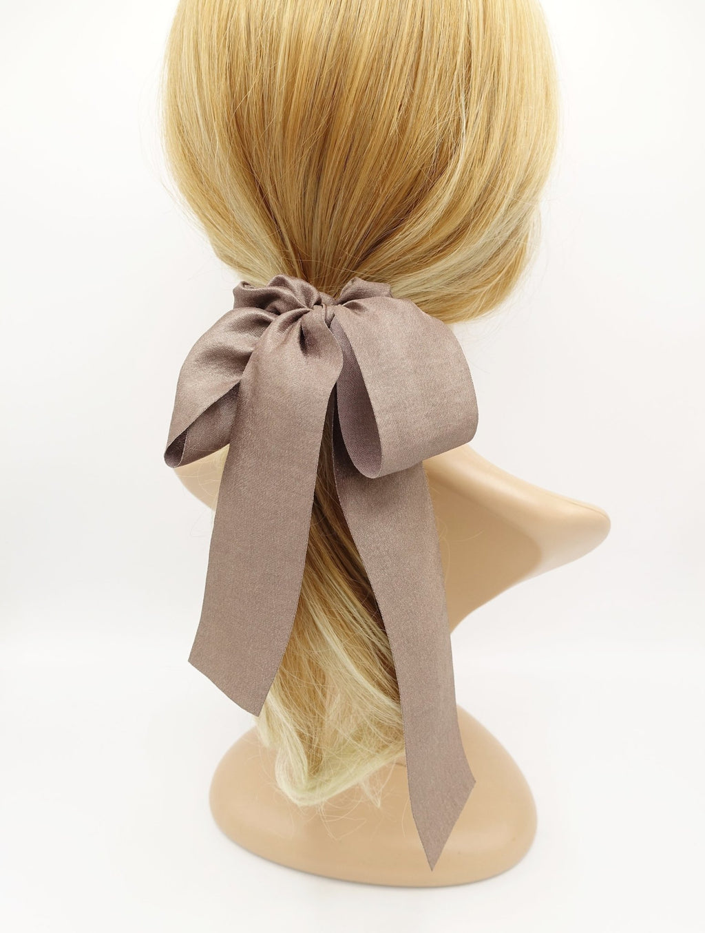 VeryShine scrunchies/hair holder Mocca beige shimmer fabric tail scrunchies  bow knot hair elastic for women