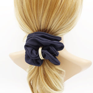 VeryShine scrunchies/hair holder Navy golden ring decorated chiffon scrunchies women hair accessory