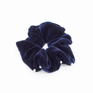 VeryShine scrunchies/hair holder Navy velvet scrunchies pearl ornament hair elastic scrunchy