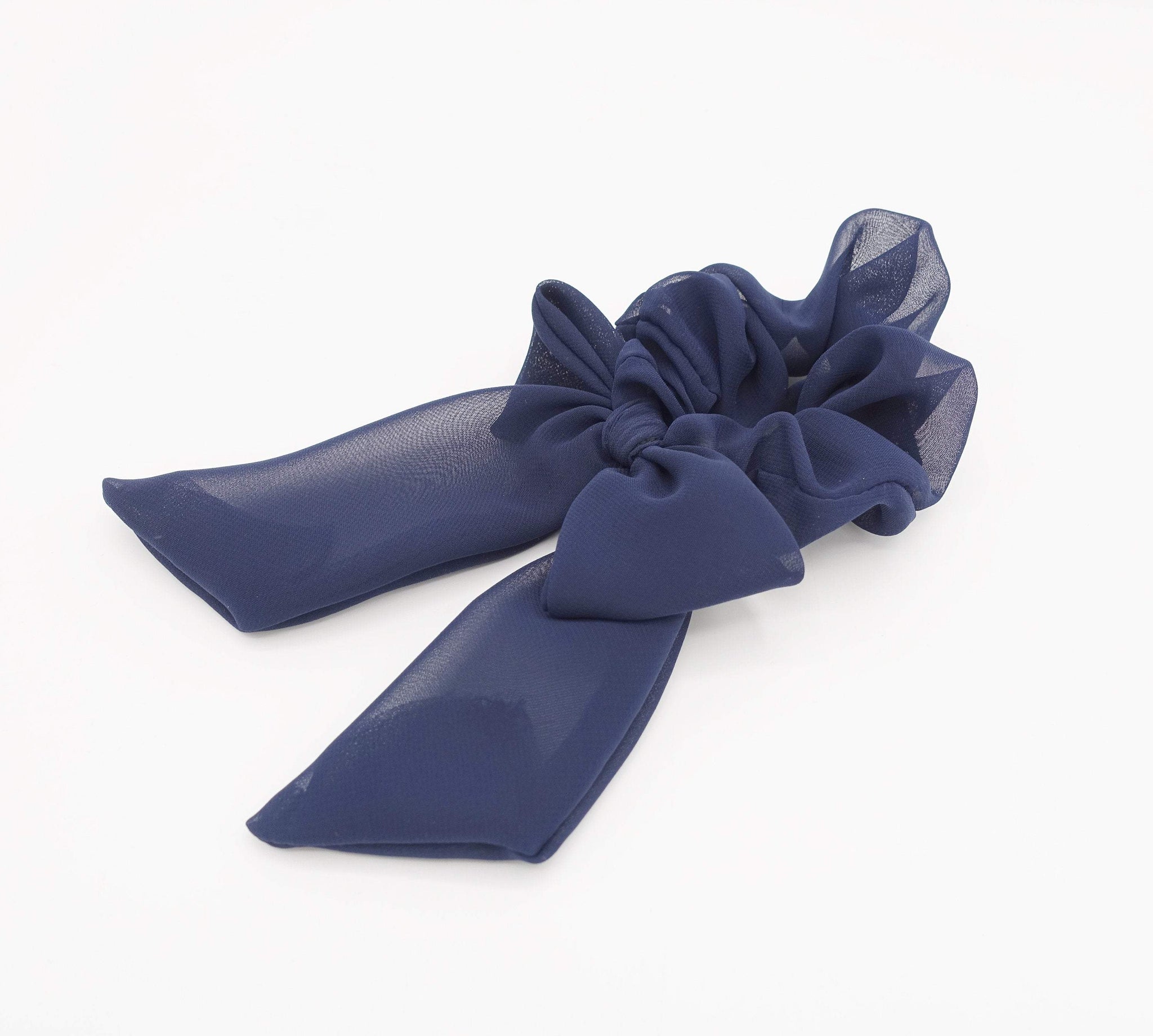 VeryShine scrunchies/hair holder neutral chiffon bow knot scrunchies basic casual hair tie for women