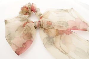 VeryShine scrunchies/hair holder organdy mesh flower print bow knot scrunchies woman hair accessory
