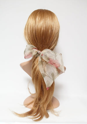 VeryShine scrunchies/hair holder organdy mesh flower print bow knot scrunchies woman hair accessory