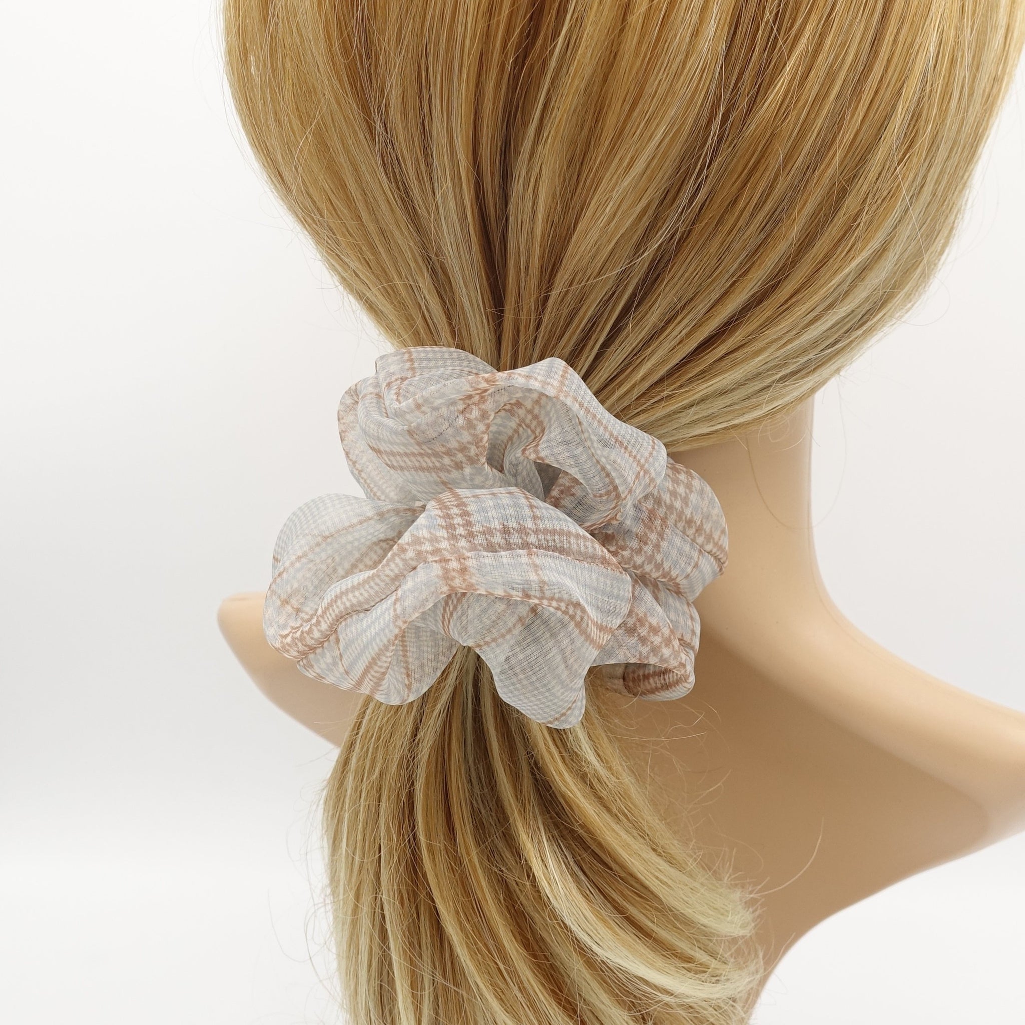 VeryShine scrunchies/hair holder organza plaid check scrunchies regular hair elastic scrunchie for women
