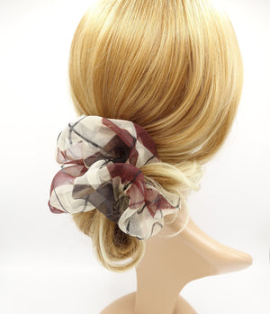 VeryShine scrunchies/hair holder oversized organza scrunchies argyle pattern hair elastic scrunchie women hair accessories