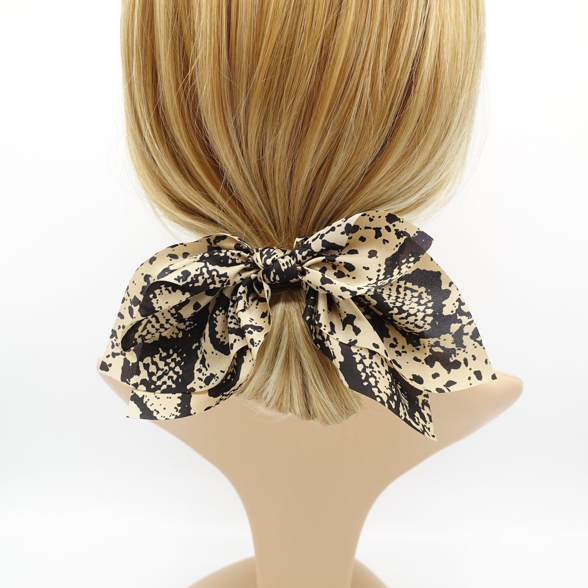 VeryShine scrunchies/hair holder python beige animal print chiffon bow knot hair elastic women leopard python print ponytail holder
