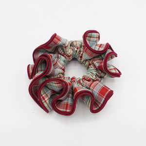VeryShine scrunchies/hair holder Red wine cotton plaid scrunchies medium hair elastic accessory