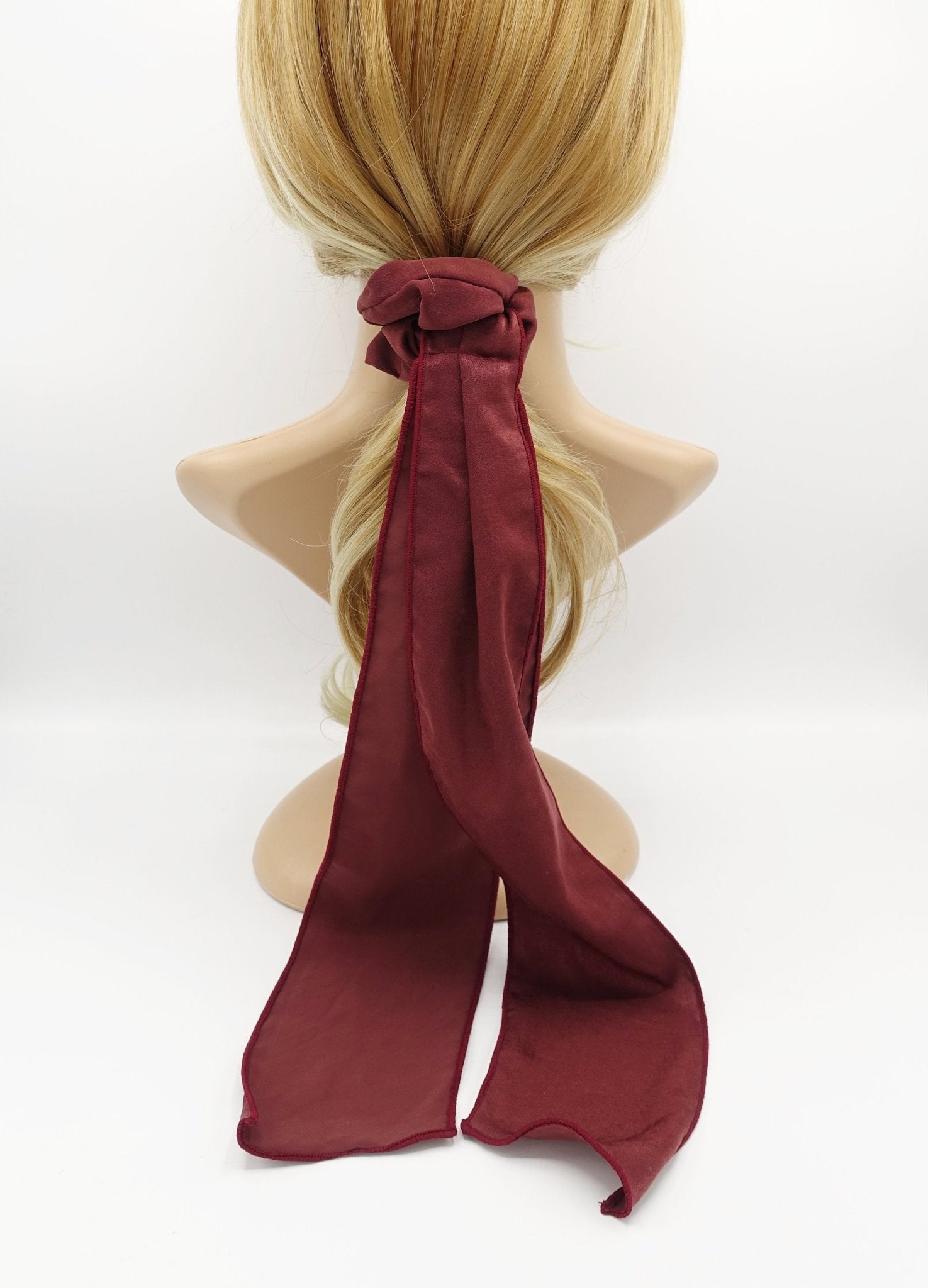 VeryShine scrunchies/hair holder Red wine glossy long tail scrunchies bow knot hair elastic stylish ties women hair accessory
