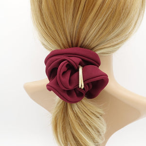 VeryShine scrunchies/hair holder Red wine golden ring decorated chiffon scrunchies women hair accessory