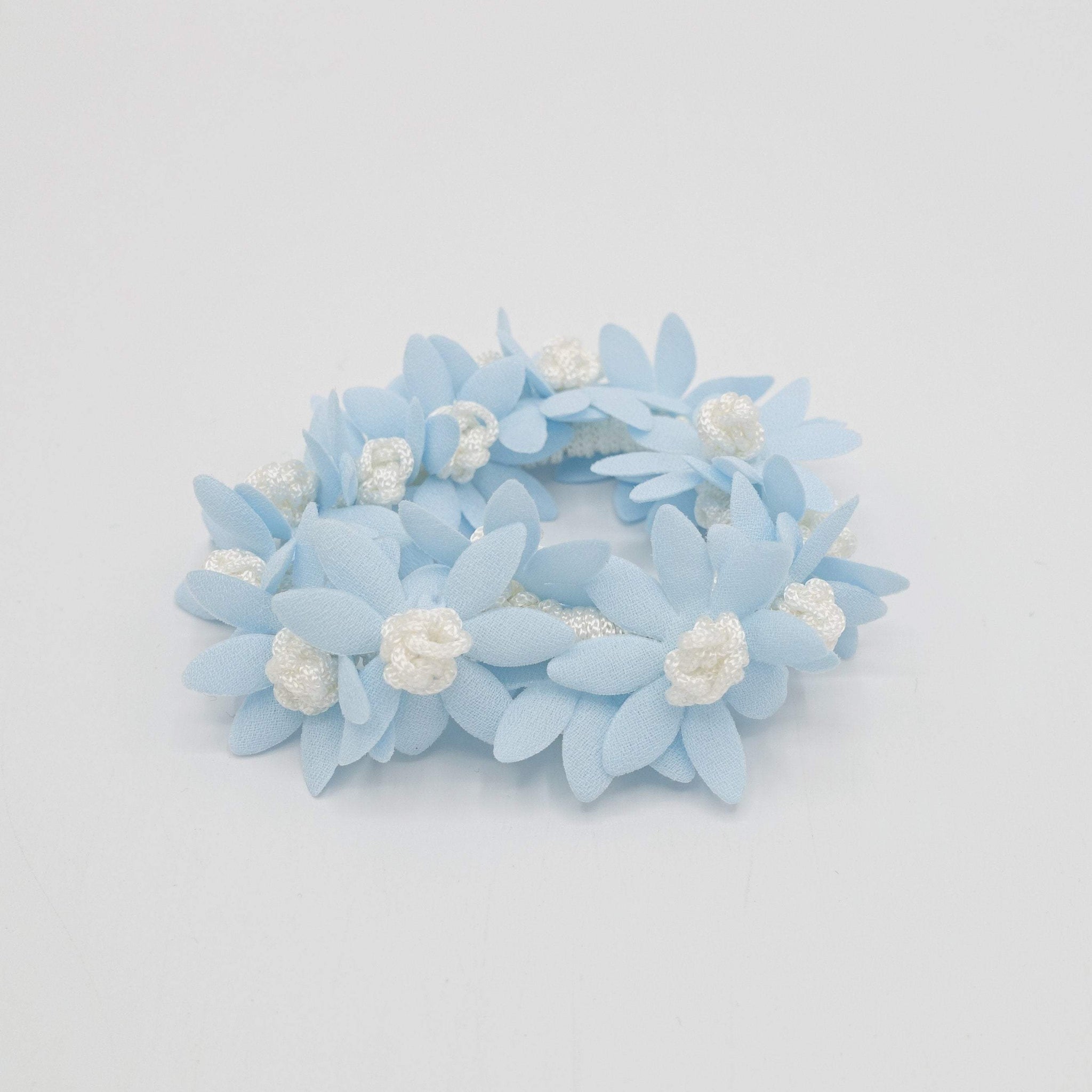VeryShine scrunchies/hair holder Sky blue pastel flower petal scrunchies hair elastic scurnchie for women