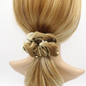 VeryShine scrunchies/hair holder velvet scrunchies pearl ornament hair elastic scrunchy