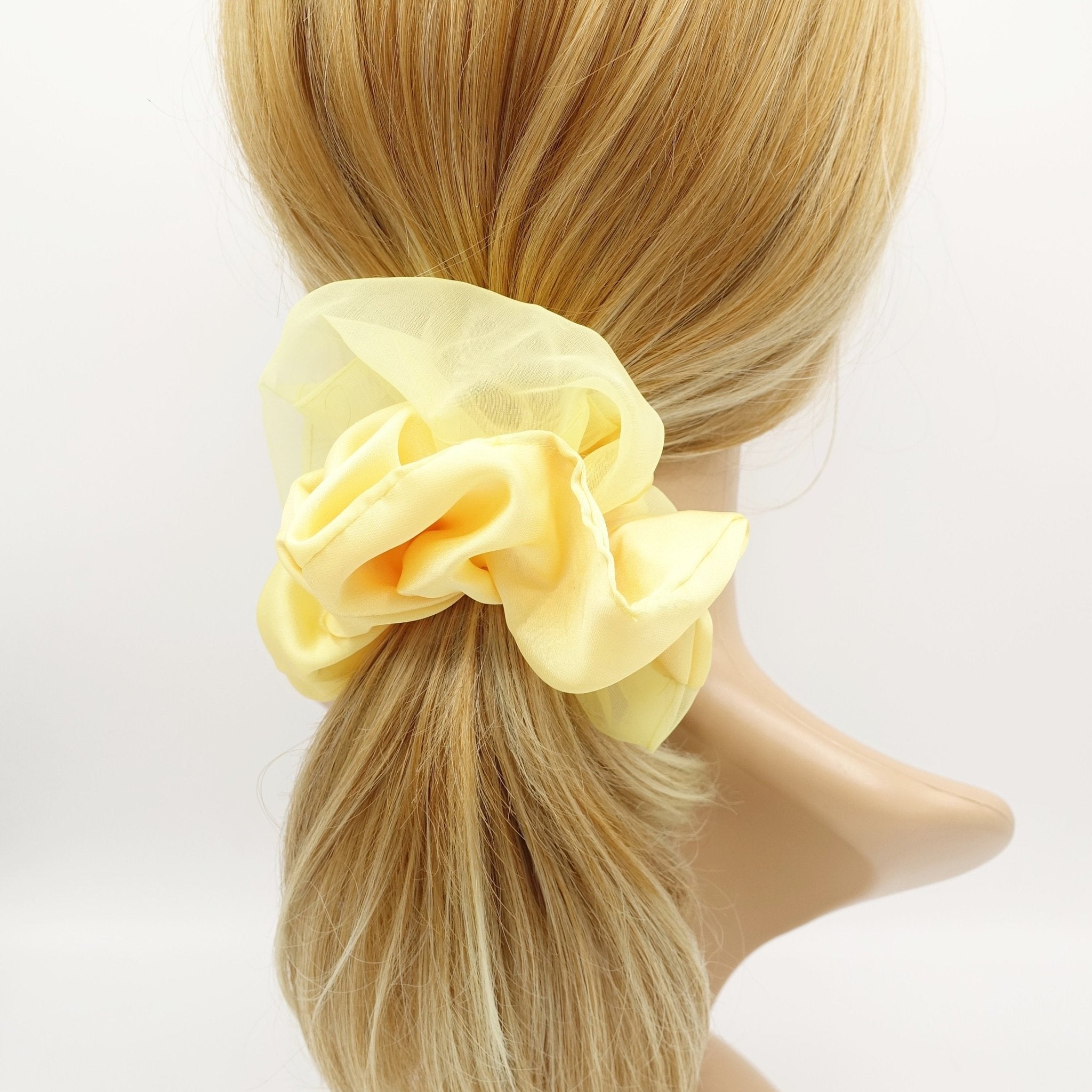 VeryShine scrunchies/hair holder Yellow 2 block scrunchies organza satin hair elastic scrunchie women hair accessory