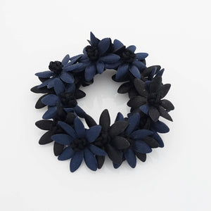 VeryShine Scrunchies Navy Black flower petal ponytail holder Two Tone Flower Petal Decorated Crochet Wrapped Hair Elastic hair tie women hair accessory
