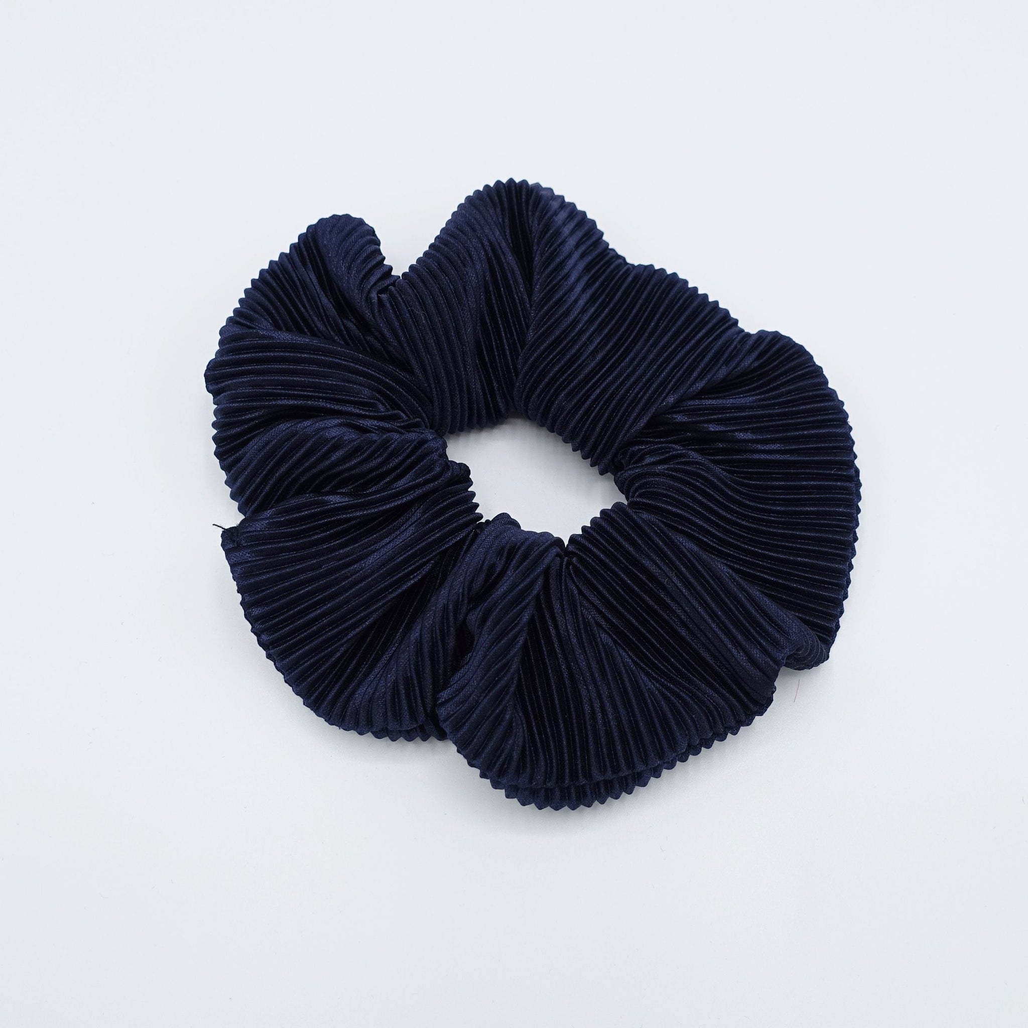 VeryShine Scrunchies Navy glossy pleated fabric scrunchies women hair elastic scrunchie