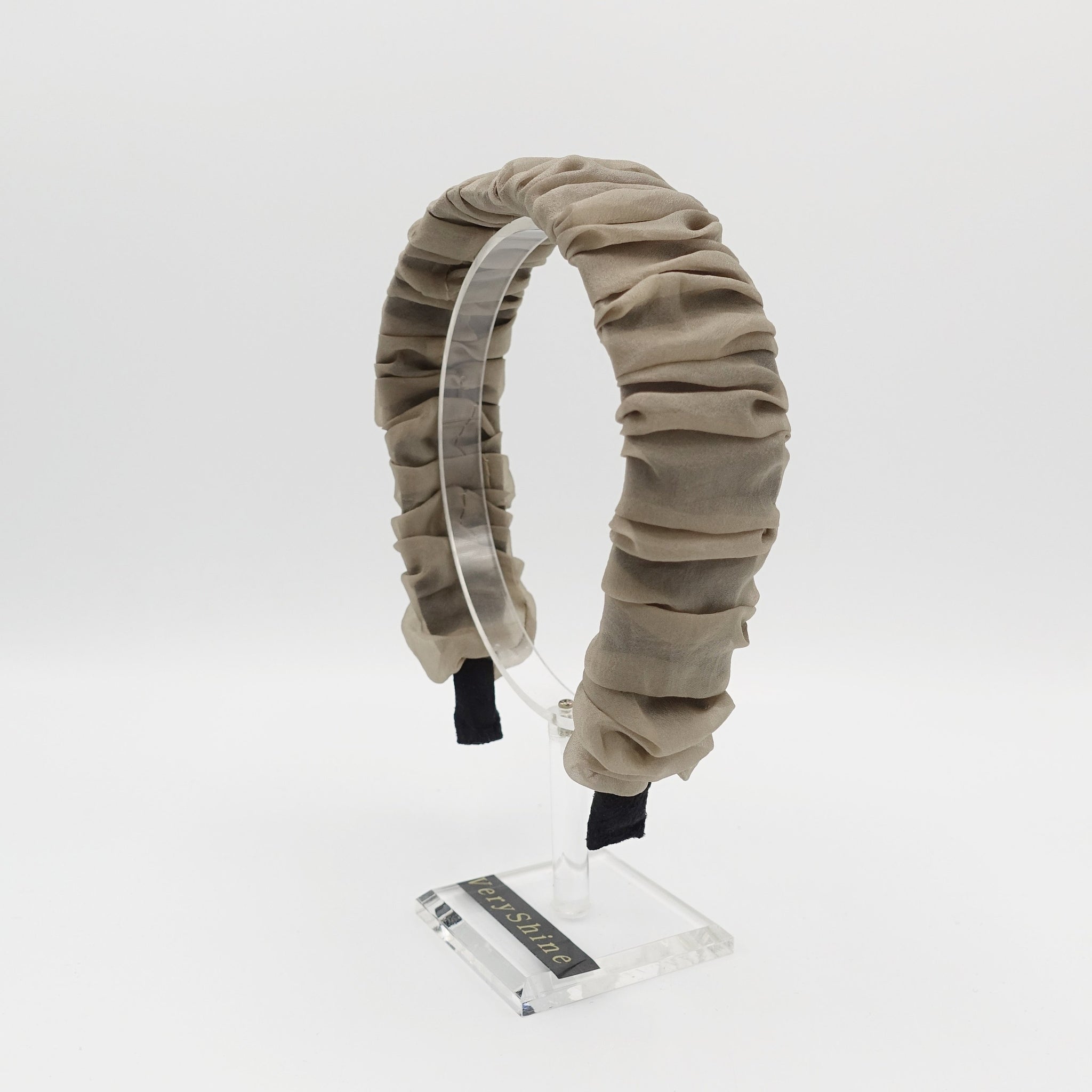 VeryShine sheer pleats headband Cupro see-through pleated hairband translucent Spring Summer headband for women