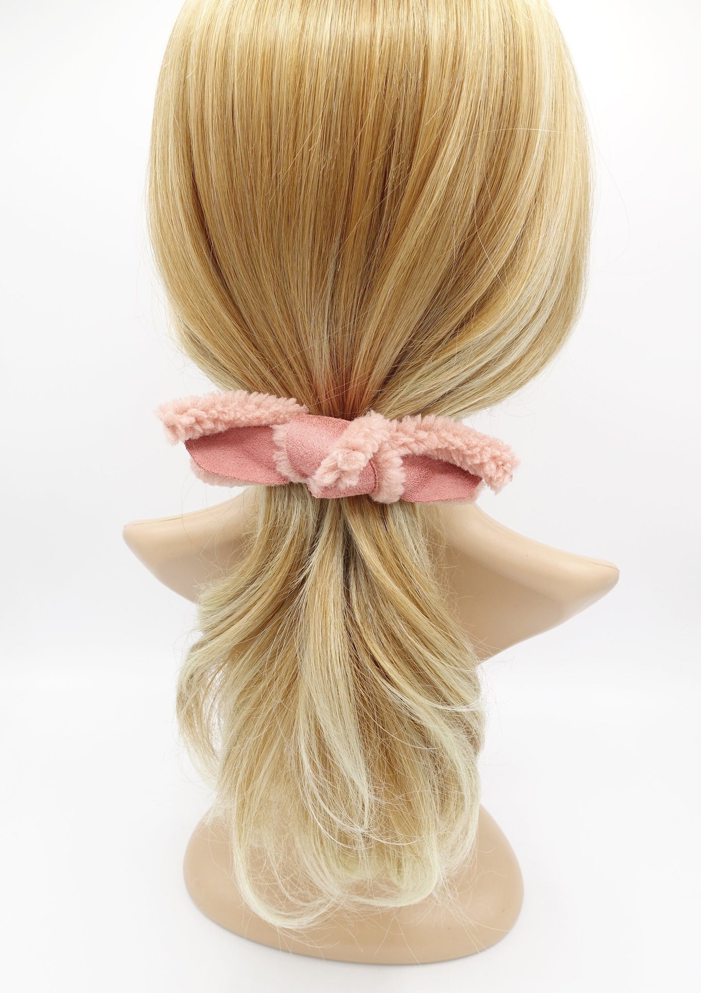 VeryShine sherpa hair bow leather teddy hair bow for women