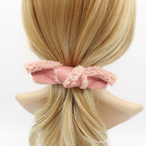 VeryShine sherpa hair bow leather teddy hair bow for women