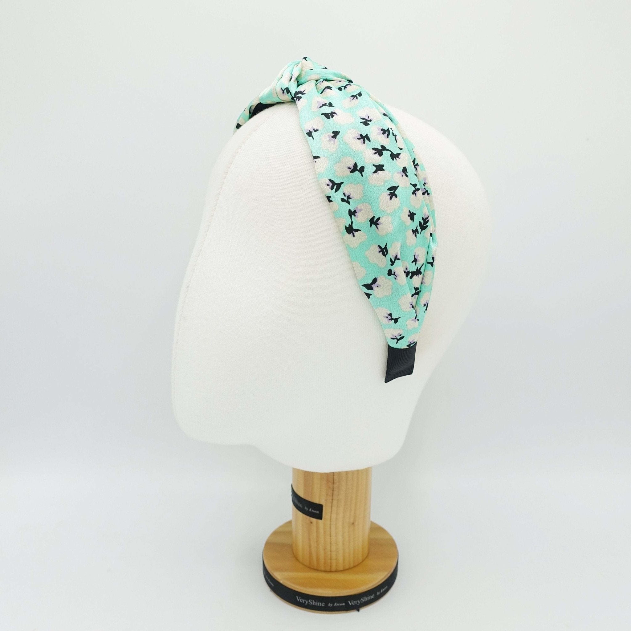 VeryShine silk satin cotton flower print headband glossy satin hairband women hair accessory