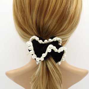 VeryShine sleek pearl ball trim silk velvet scrunchies decorated hair elastic scrunchy women hair accessories