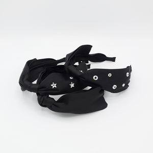 VeryShine Star crystal hotfix embellished  black bow tie headband