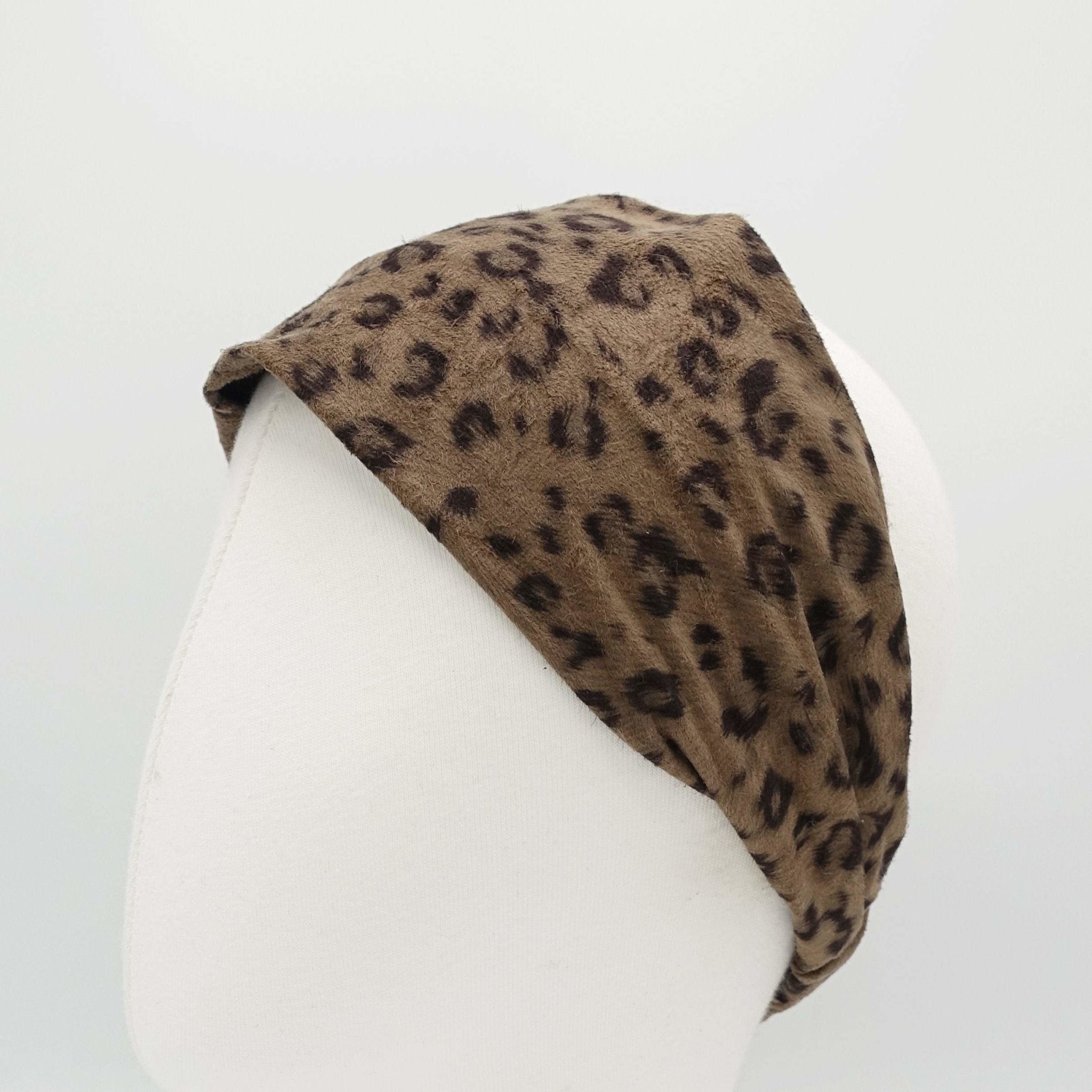 VeryShine suede fabric headband leopard print elastic turban women hair accessory