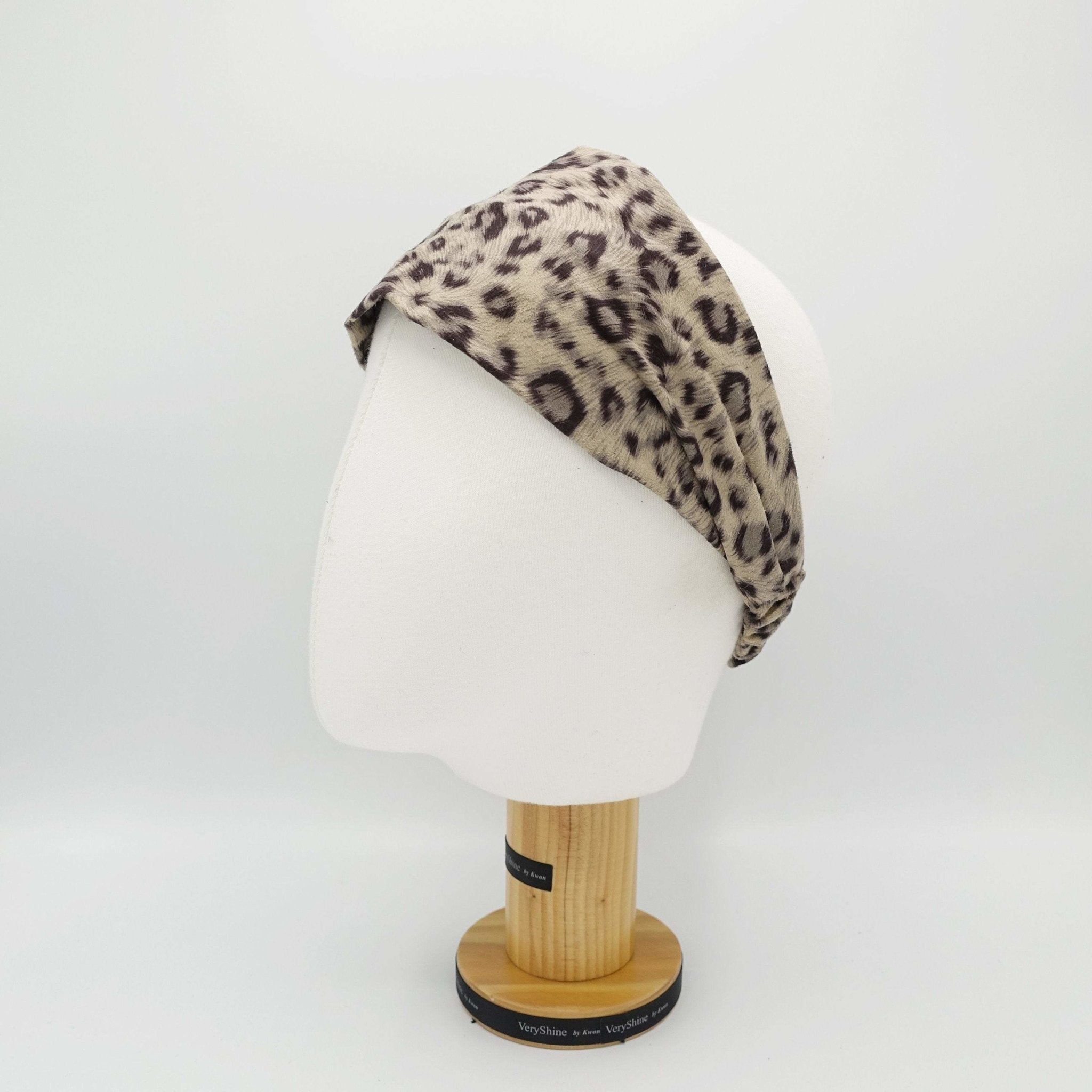 VeryShine suede fabric headband leopard print elastic turban women hair accessory