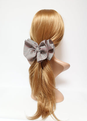 VeryShine tartan plaid check bow french barrette women volume hair bow clip
