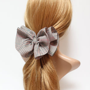VeryShine tartan plaid check bow french barrette women volume hair bow clip