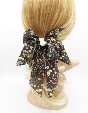 VeryShine tiny flower plant hair bow chiffon tail women hair accessory for women